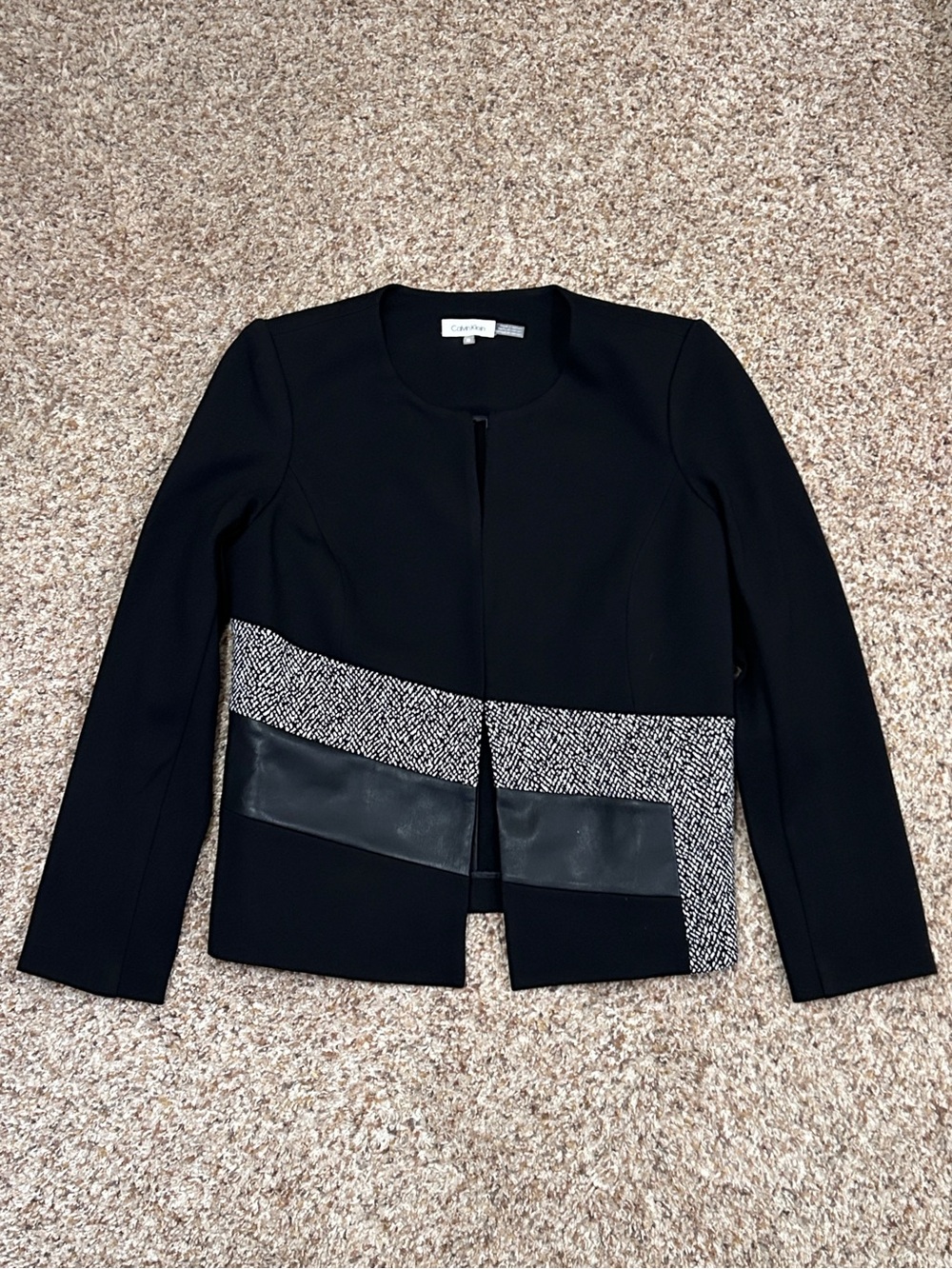 Calvin Klein Mixed-Media Blazer, Size Women’s 10